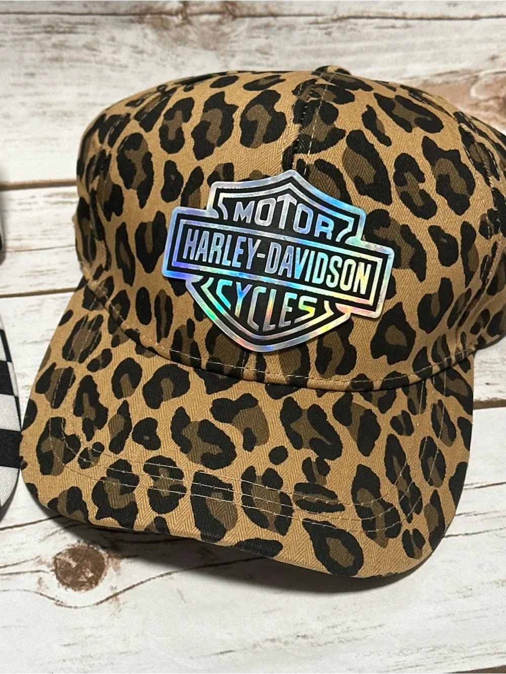Harley-Davidson Leopard Print Cap with Holographic Shield